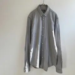 4836　ZARA MAN グレー 長袖シャツ ボタンダウン　エルボーパッチ　М