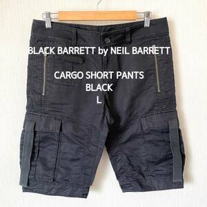 【BLACKBARRETT by NEIL BARRETT】ブラックバレットバイニールバレット カーゴ ショートパンツ 夏服 ロック ブラック メンズ 黒 L