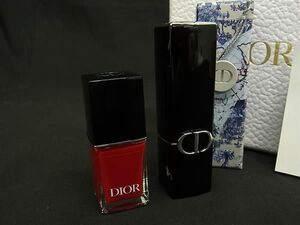 ■新品■未使用■ ChristianDior ディオール リップカラー リップスティック マニキュア 口紅 コスメ ２点セット レッド系 DF8910