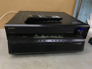 ONKYO TX-SA706X，CD接続口入力音出しOK，ボリューム動作不良　電源コケーブル無し　その他動作未確認　リモコン付き　中古現状品（140s）