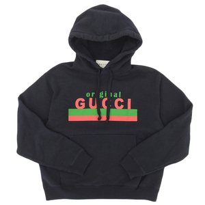 【本物保証】 超美品 グッチ GUCCI シェリーライン オリジナル ロゴ パーカー ブラック 黒 626989 XJCOR XS メンズ