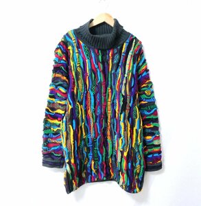 美品 COOGI クージー オーストラリア製 3Dニット タートルネック長袖セーター サイズS マルチカラー 013