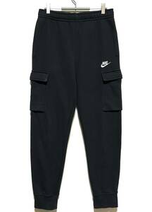 NIKE クラブ カーゴ パンツ（M）黒 ナイキ NSW ジョガー スウェット テーパード 裾リブ ロンパン 裏起毛 フリース