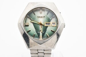 稼働品 オリエント デイデイト ラウンド シルバー TE429-27960 自動巻き メンズ 腕時計 ORIENT