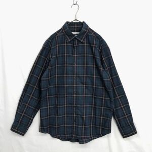 JZ0361★INTERMEZZO : チェック柄シャツ★L★グリーン系 インターメッツォ