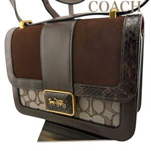 限定品、未使用品COACH コーチ ジャカード スネークスキン ショルダー