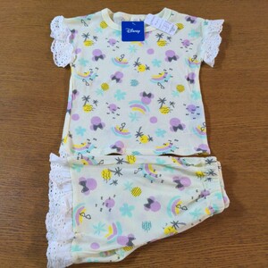 W☆新品☆ディズニー　ミニーマウス☆半袖・半パンツ☆フリルパジャマ☆１１０cm☆黄色☆女の子用☆No.1500