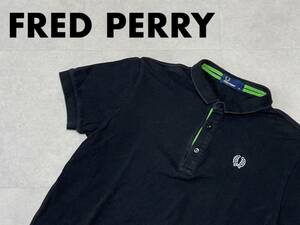 ☆送料無料☆ FRED PERRY フレッドペリー 古着 半袖 ロゴ ポロシャツ 日本製 メンズ M ブラック トップス 中古 即決