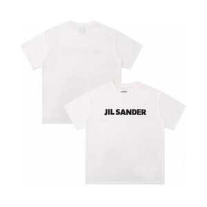 新品未使用タグ◆ジルサンダー jil sander フロントロゴ 半袖シャツ white 白 size L