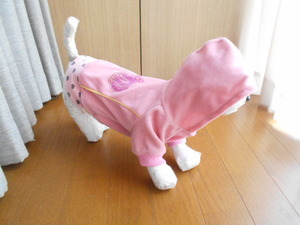 小型犬　キラキラクラウンパーカー　ピンク　S