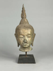 仏教美術　古銅製　東南アジア　仏頭　仏像　古物　時代物　唐物　タイ　縁起物　飾物
