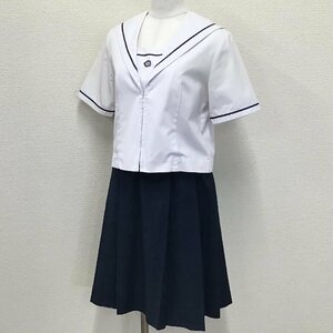 O740/T1002(中古)栃木県 宇都宮北高校 女子制服2点 /指定品/旧制服/現行/M/W63/丈56/セーラー/夏スカート/GREEN MATE/紺1本/夏用/学生服