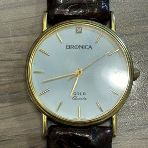 金無垢 BRONICA GOLD ブロニカ K18 750 刻印あり 1P ダイヤ 総重量約22.7g QUARTZ クオーツ メンズ 腕時計