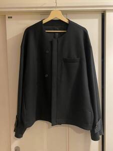 クリーニング済み　stein シュタイン　21aw NO COLLAR MELTON JACKET ノーカラー メルトン　ジャケット　ブルゾン　ブラック　M