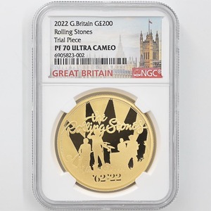 試鋳貨 2022 英国 ザ・ローリング・ストーンズ 結成60周年記念 200ポンド 金貨 2オンス プルーフ NGC PF 70 UC 元箱付 世界で1枚のみ