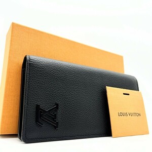 未使用級美品☆LOUIS VUITTON ルイヴィトン ポルトフォイユ ブラザ　 長財布 アエログラム レザー ブラック 黒 M69980 小銭入れあり メンズ