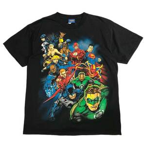 希少【ビンテージ 2000s JUSTICE LEAGUE ジャスティスリーグ アメコミ Tシャツ アニメ 漫画】アメリカ USA DCコミックス マーベル