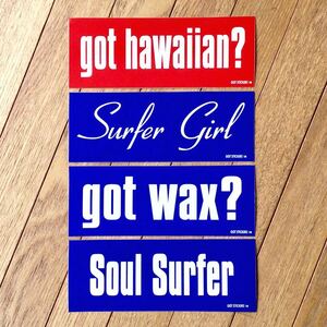 GOT STICKERS 4枚 バラ可 ステッカー サーフィン surf ハワイ hawaiian girl surfer wax