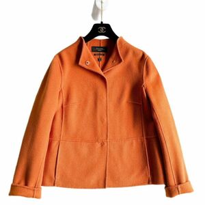 近年品★MaxMara/マックスマーラ★ クチートアマーノ 42 美品 ノーカラーショートコート 比翼ボタン ダブルフェイス Cucito A Mano