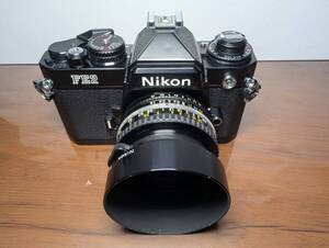 美品 動作確認済み Nikon FE2 ブラック + NIKKOR 50mm f/1.8 AI-S + 純正フード HS-11 + Kenko MC Skylight 1B 52mm