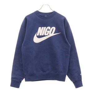 NIKE ナイキ ×NIGO NRG CREW FLC ニゴー プリント クルーネック 長袖 スウェット トレーナー ブルー FV5941-492