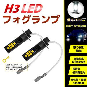 LEDフォグランプ 三菱 ミニキャブ バン[H11.1～H23.11 U6#V]対応 H3 2個 車検対応6500K バルブ 電球 ライト