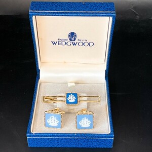 WEDGWOOD ウエッジウッド カフスボタン タイピン メンズ スーツアクセ バイキングシップ 海賊船 アクセサリー ヴィンテージ セット 箱付き