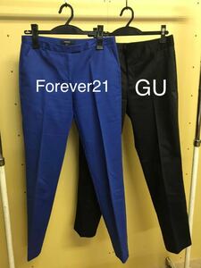 GU クロップドパンツ　アンクルパンツ　黒　ブルー　ロイヤルブルー　forever21 1368