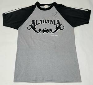 直筆サイン入り 85年 ALABAMA 40hourweektour85 ラグランTシャツ グレー 黒 Lサイズ 80年代 80s アメリカ製 ビンテージ ロックT アラバマ