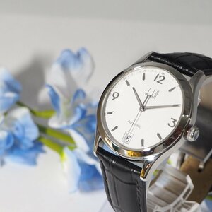 ダンヒル dunhill 自動巻き AUTOMATIC デイト 裏スケ 新品革ベルト メンズ 腕時計 箱 C855