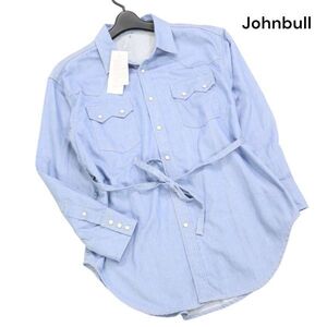 【新品 未使用】 Johnbull ジョンブル AS959 通年 ウエストリボン♪ 長袖 デニム ウエスタン シャツ Sz.F　レディース　K4T00359_3#C