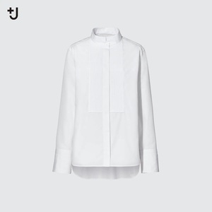 【新品・M・ホワイト】ユニクロ×ジル・サンダー ＋Ｊ スーピマコットンタックシャツ（長袖）希少な上質コットン100％ 繊細なピンタック