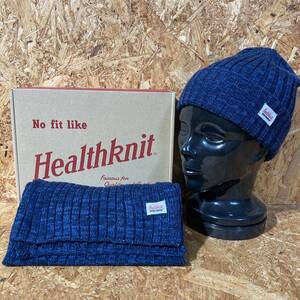 Healthknit nano universe ニットキャップ ビーニー 帽子 マフラー セット ギフトボックス コラボ 限定 ヘルスニット ネイビー