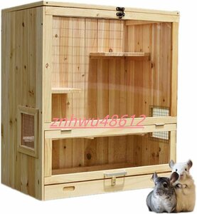 [エスペランザストア] ハムスターゲージ 小動物飼育ケージ 大型ハムスターハウス 組立式 天然木 通気性 リス ハリネズミ ウサギ チンチラ