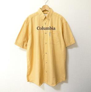 美品 Columbia コロンビア チェック柄 半袖 BDシャツ ボタンダウンシャツ シャツ Ｍ メンズ マルチカラー 黄色 イエロー