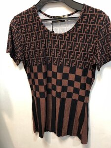 ◆未使用　FENDI　フェンディ　Tシャツ　ズッカ柄　ブラウン系　42　Mサイズ◆15957★