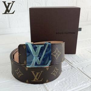 ☆未使用フィルム付 LOUIS VUITTON ルイヴィトン モノグラム サンチュール LV イニシアル ベルト M9608 ゴールド金具 90/36 メンズ