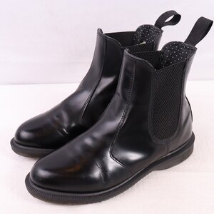 ドクターマーチン UK5/23.5cm-24.0cm/チェルシーブーツ サイドゴア 裏地ドット 黒 ブラック ブーツ レディース dr.martens 中古 dh4110