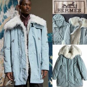 【E3974】最高傑作！未使用タグ付 HERMES エルメス《国内定価¥３，２４５，０００》毛皮ファー&極暖の中綿入り 幻の3WAY コート 顧客完売品