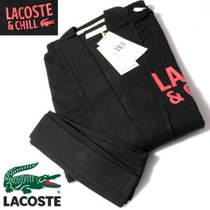 新品 LACOSTE ラコステ ストレッチ素材 ナイトガウン メンズ M‐Lサイズ相当 黒　Ｋ2935