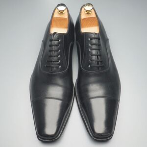 W2863//イタリア製*サントーニ/Santoni*メンズ8.5/ストレートチップ/キャップトゥ/レザーシューズ/革靴/黒/ブラック