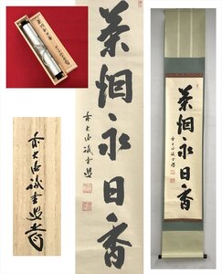 【千寿】大徳寺派 三玄院 藤井誡堂 茶烟永日香 紙本 a204◆箱/茶道具/古美術/時代品/掛軸/100016928