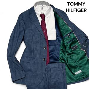 定価6.7万!! 未使用 タグ付き◎トミーヒルフィガー【最高級 SUPER120’S】TOMMY HILFIGER セットアップ スーツ ネイビー×グリーン◎メンズ