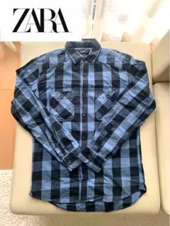 《新品》【ZARA】襟付き チェックシャツ ネルシャツ メンズ