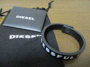 ☆DIESEL/ディーゼル☆未使用 ロゴプリントレザーブレスレット BLACK 牛革 ユニセックス