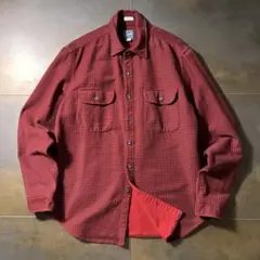 USA古着　J.CREW　ビンテージ　ヘビーネルシャツ　長袖　厚手　赤×黒　L