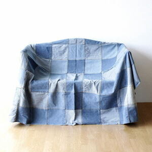 マルチカバー ソファー ベッド おしゃれ 長方形 ソファーカバー 敷物 綿100% パッチワークデニムカバー ブロック