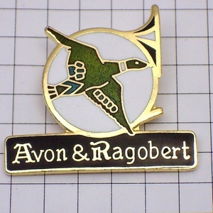 ピンバッジ・楽器ホルンと雉キジ鳥 AVON&RAGOBERT◆フランス限定ピンズ◆レアなヴィンテージものピンバッチ