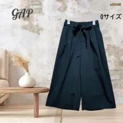 【GAP】ワイドパンツ クロップドパンツ 0サイズ（XS) 黒 タック入