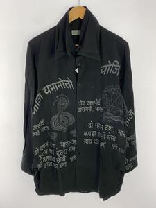 yohji yamamoto POUR HOMME◆BUJAY YY INDIA PRINT BLOUSE/長袖シャツ/3/コットン/BLK/HE-B47-532